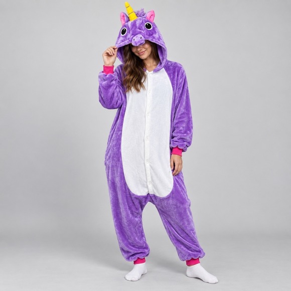 Other - Purple Unicorn Jumper Adult M Kigurumi Hooded Costume Pajamas Cosplay Halloween